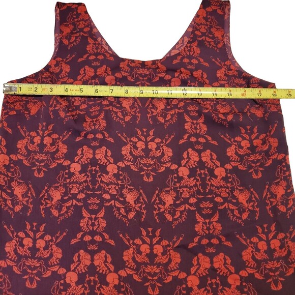 CAbi #3258 Womens Modern Cameo Print Tank Sz Small Purple Red Curtain Back - Picture 7 of 10